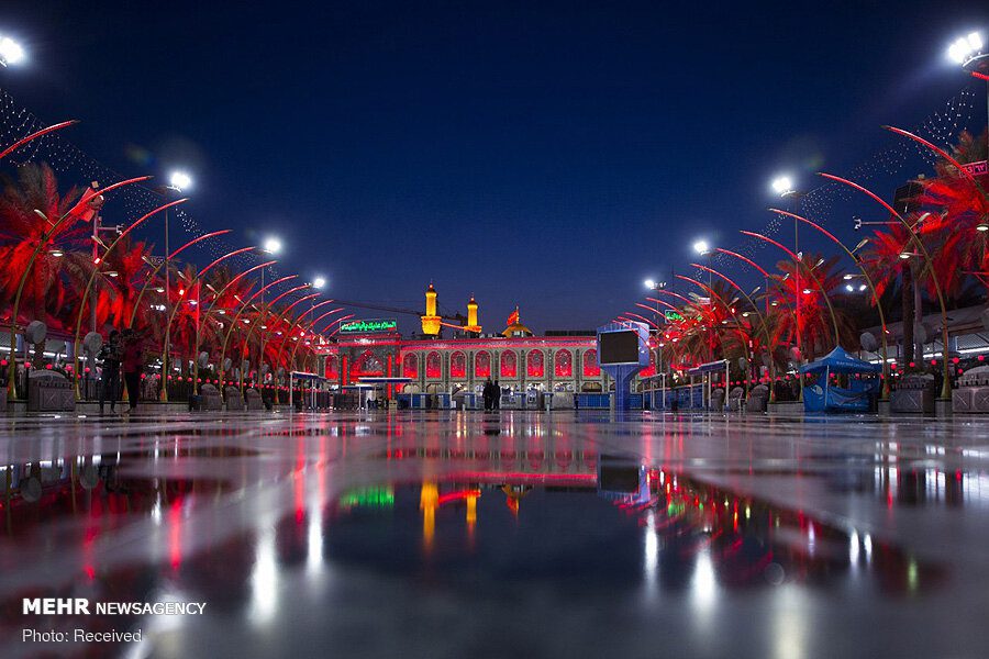 نمای رو به حرم امام حسین از بین الحرمین